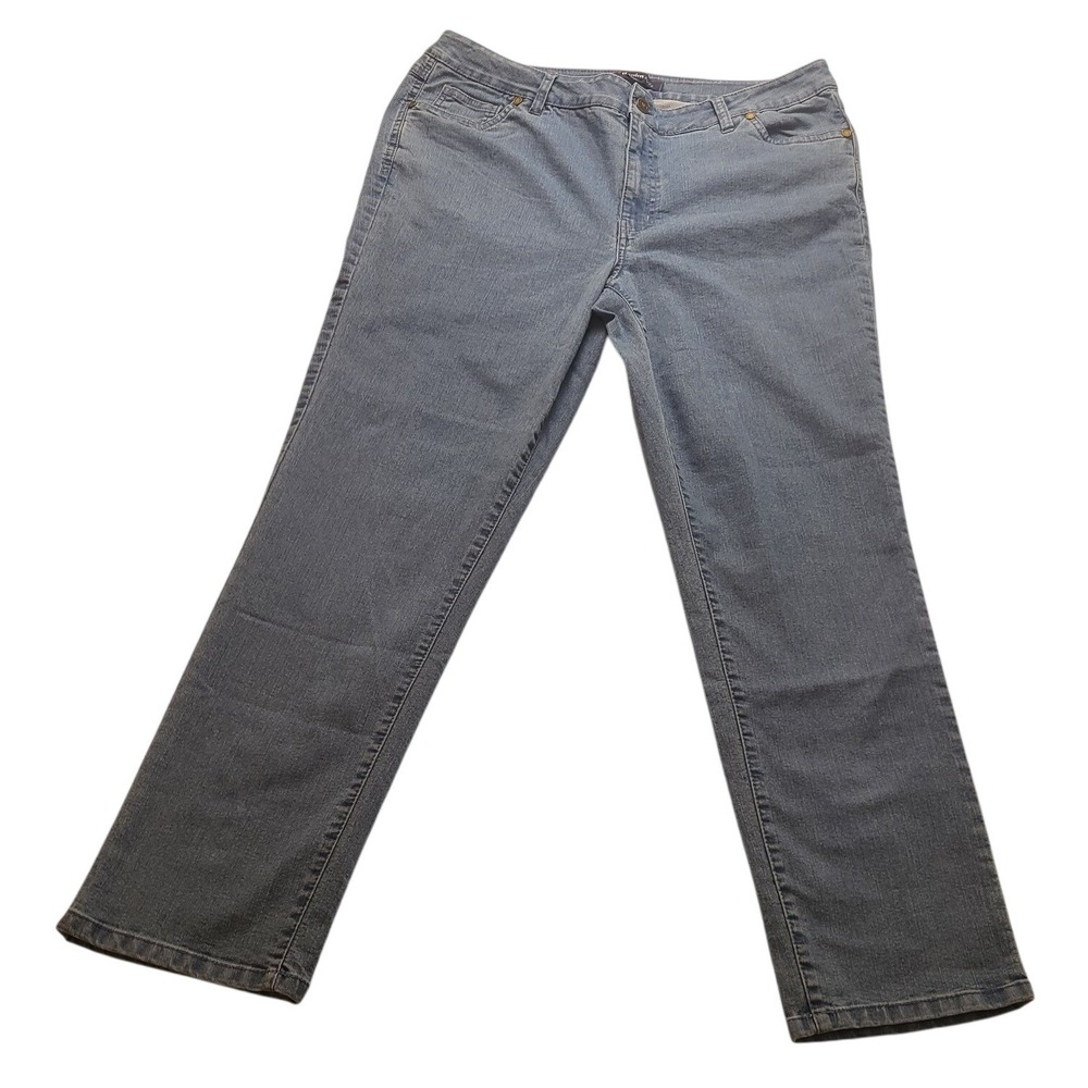 Denim 24/7 Women's Blue Straight Leg Jeans High Rise Size 16W Cotton Blend Pants